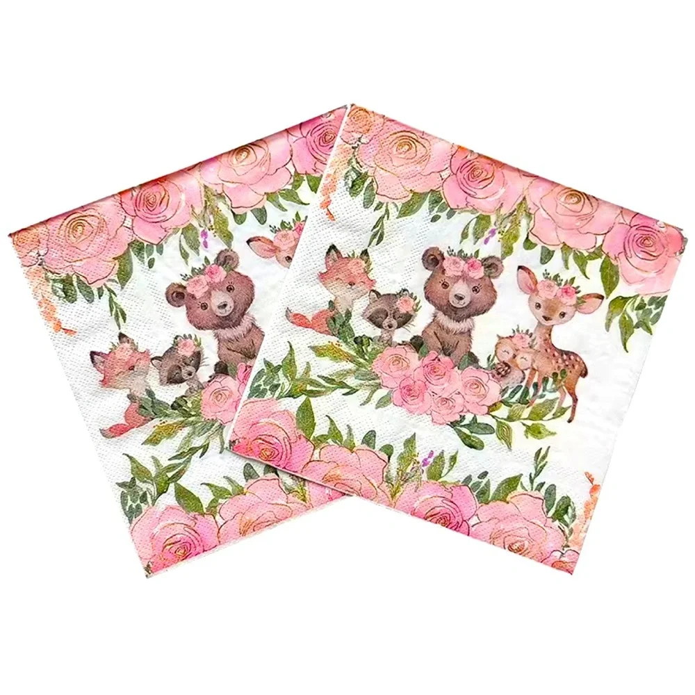 Flower Crown Forest Animals Luncheon Napkins, 20 ct